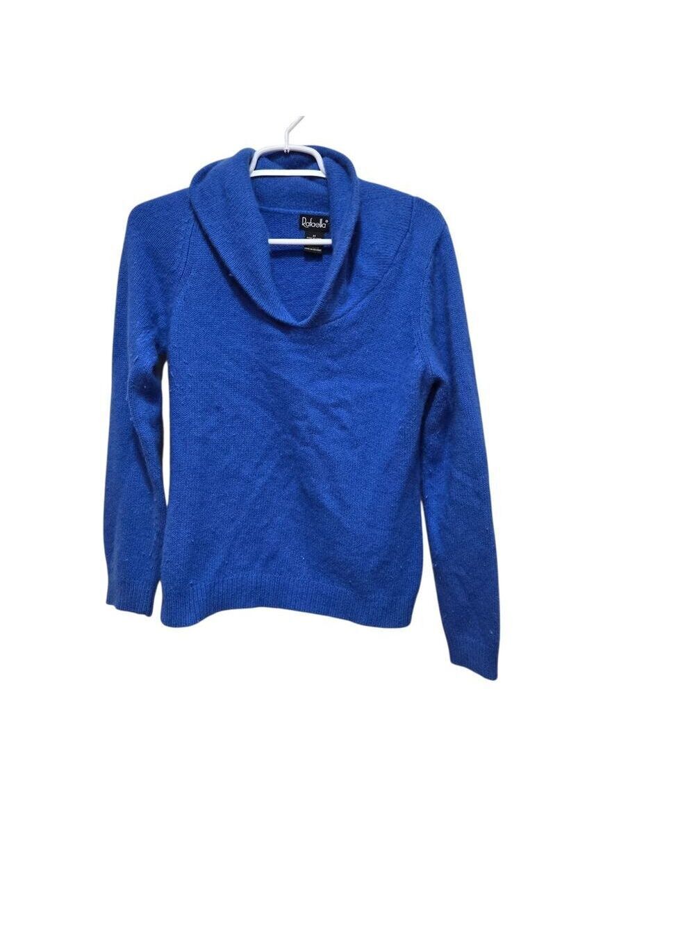 Rafaella Angora Lambswool Cowl Neck Sweater Blue Medium